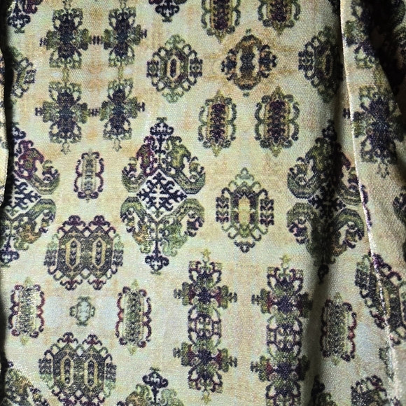 Soft Surroundings Green Patterned Velour Blouse Mother Of Pearl Buttons Petite S - Picture 4 of 7